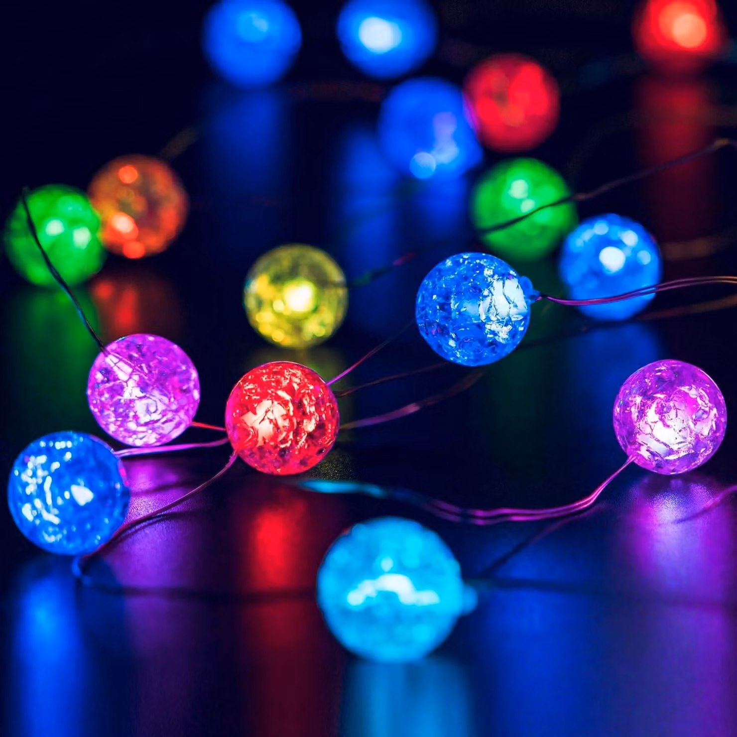 Catena luminosa a LED, 3 metri, 30 luci bianco caldo, effetto vetro rotto