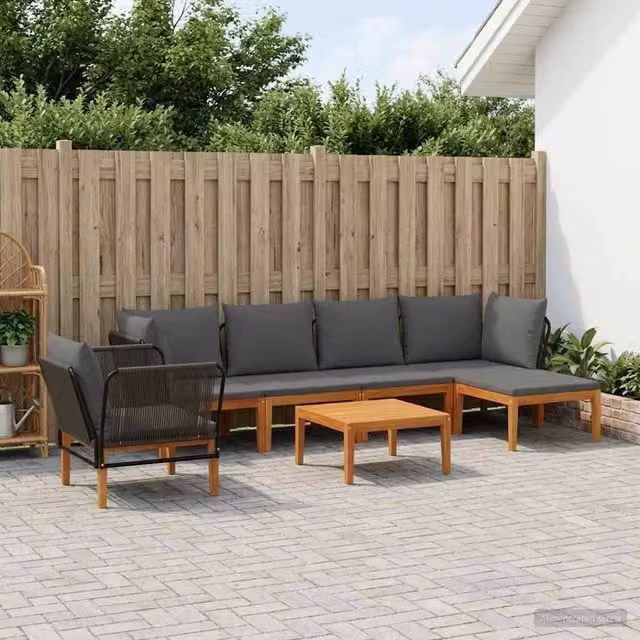 Set di 7 sedie da giardino vidaXL in legno di acacia e corda naturale per esterni