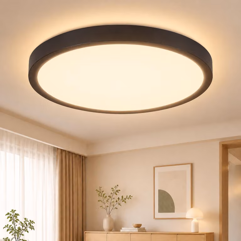 ZMH Lampada da soffitto a LED nera piatta 23 cm bianco caldo 18 W Illuminazione da soffitto per camera da letto, cucina, corridoio