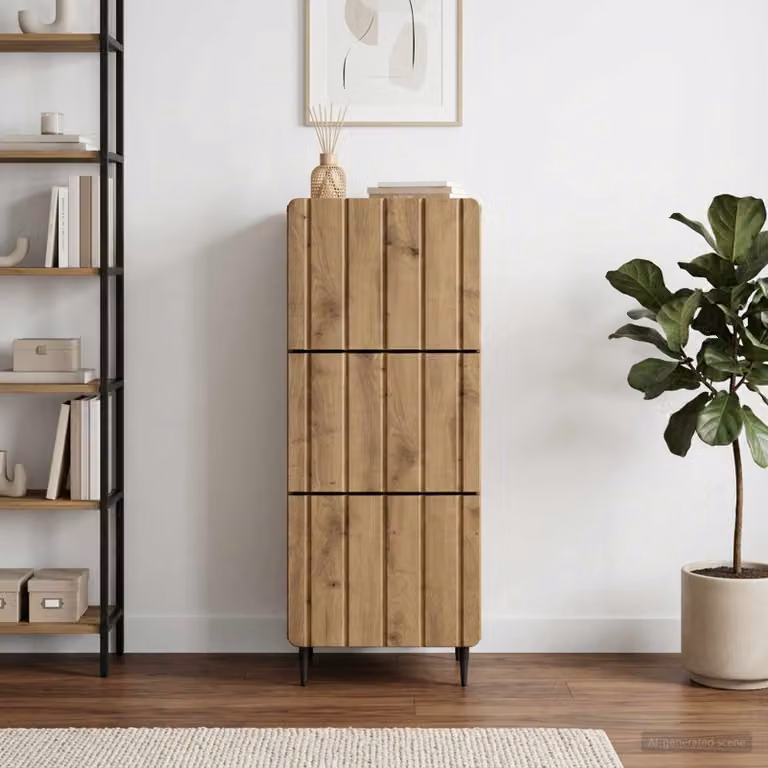 Carrello mobile con cassetti vidaXL in legno e metallo marrone L 33 cm, P 34,5 cm, H 92 cm
