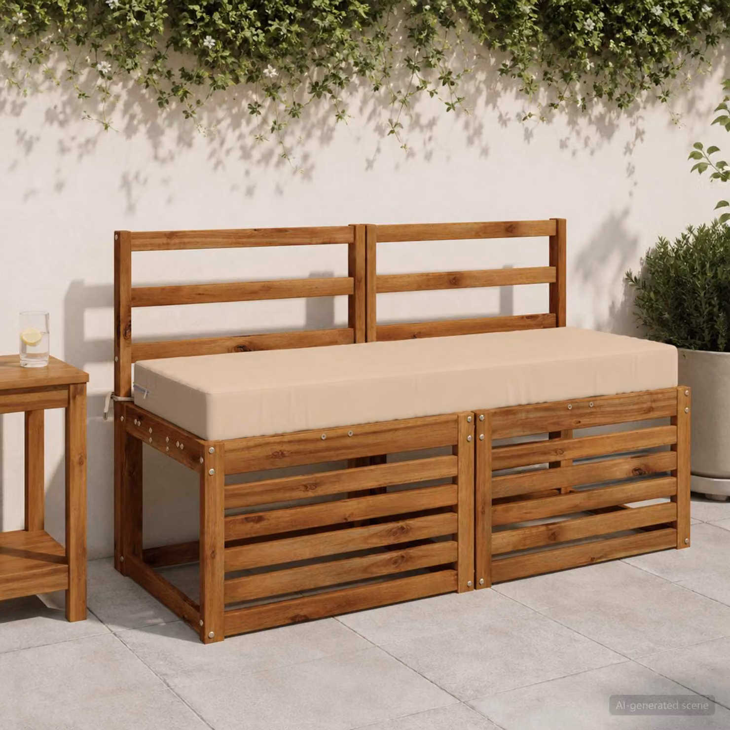 Cuscino per la seduta vidaXL SOEST in poliestere beige con rivestimento lavabile e resistente ai raggi UV