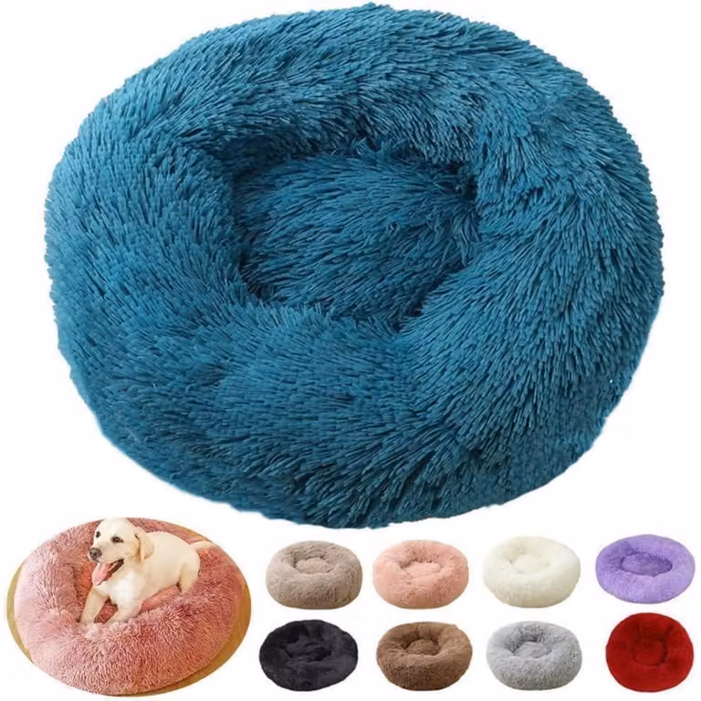 Cuccia per cani, forma rotonda, taglia XXL, lavabile, diametro 120 cm, colore blu, superficie morbida e antiscivolo