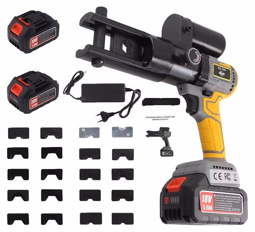 Pinza crimpatrice idraulica elettrica, alta efficienza, versatile, con 2 batterie