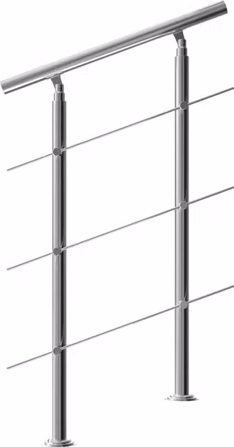 Corrimano per scale Monzana in acciaio inossidabile spazzolato color argento, modello a terra con profilo tondo, L: 80 cm