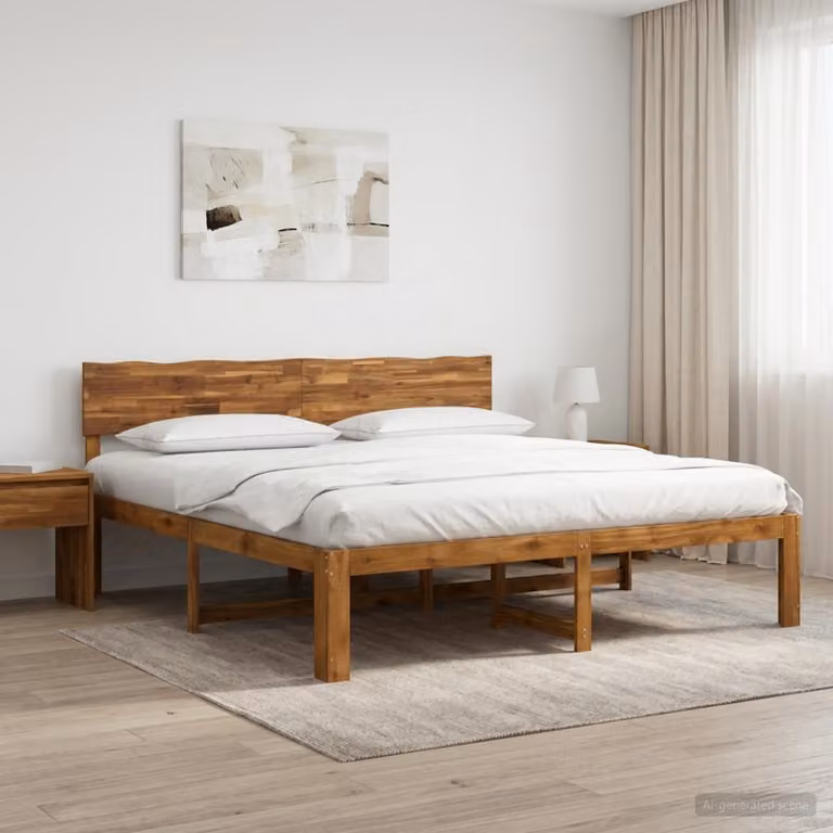 Letto matrimoniale con testiera vidaXL ROSTOCK in legno di acacia marrone L/P/H: 200 x 200 x 91 cm