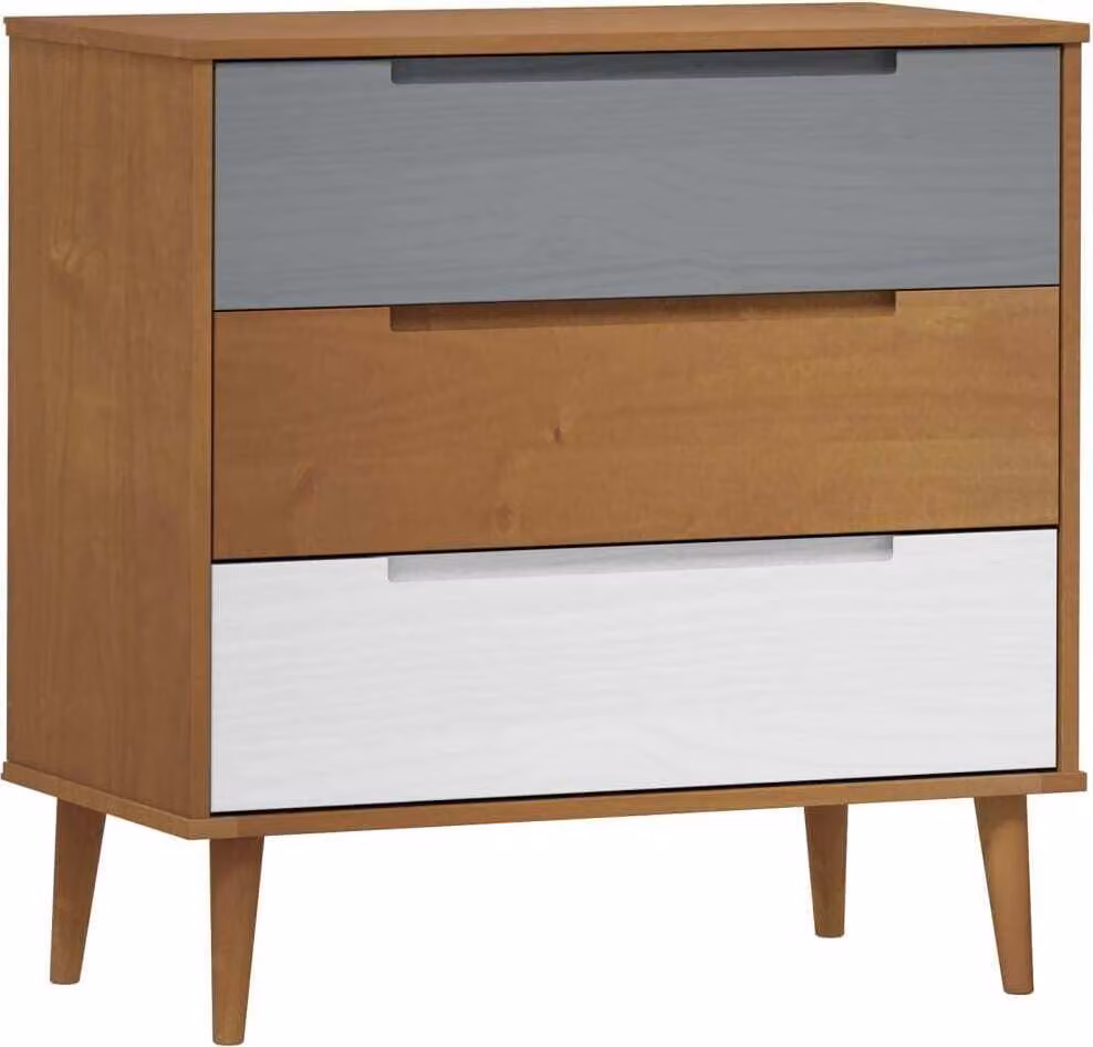 Cassettiera MOLDE Marrone 80x40x80 cm in Legno Massello di Pino