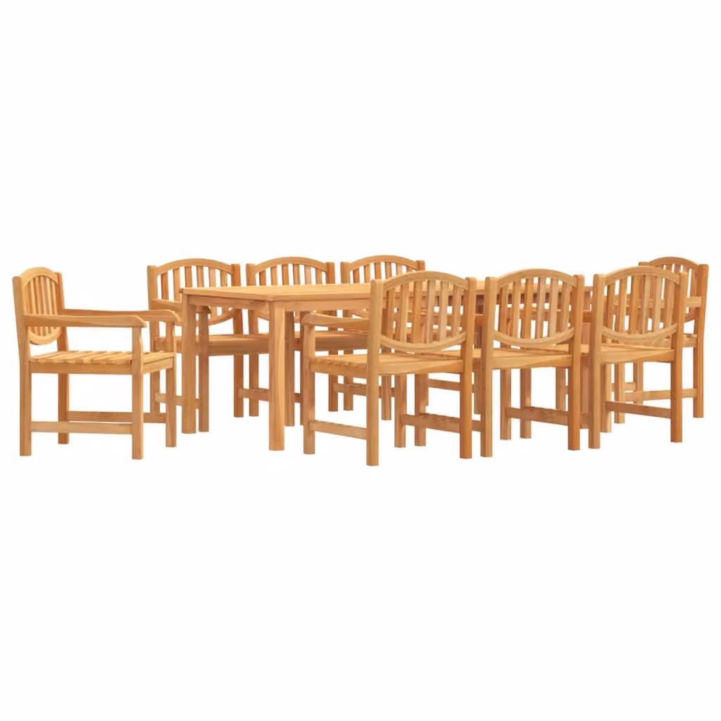 Set da Pranzo per Giardino 9 pz in Legno Massello di Teak