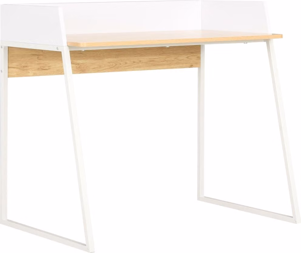 The Living Store Scrivania bianca e rovere 90x60x88 cm