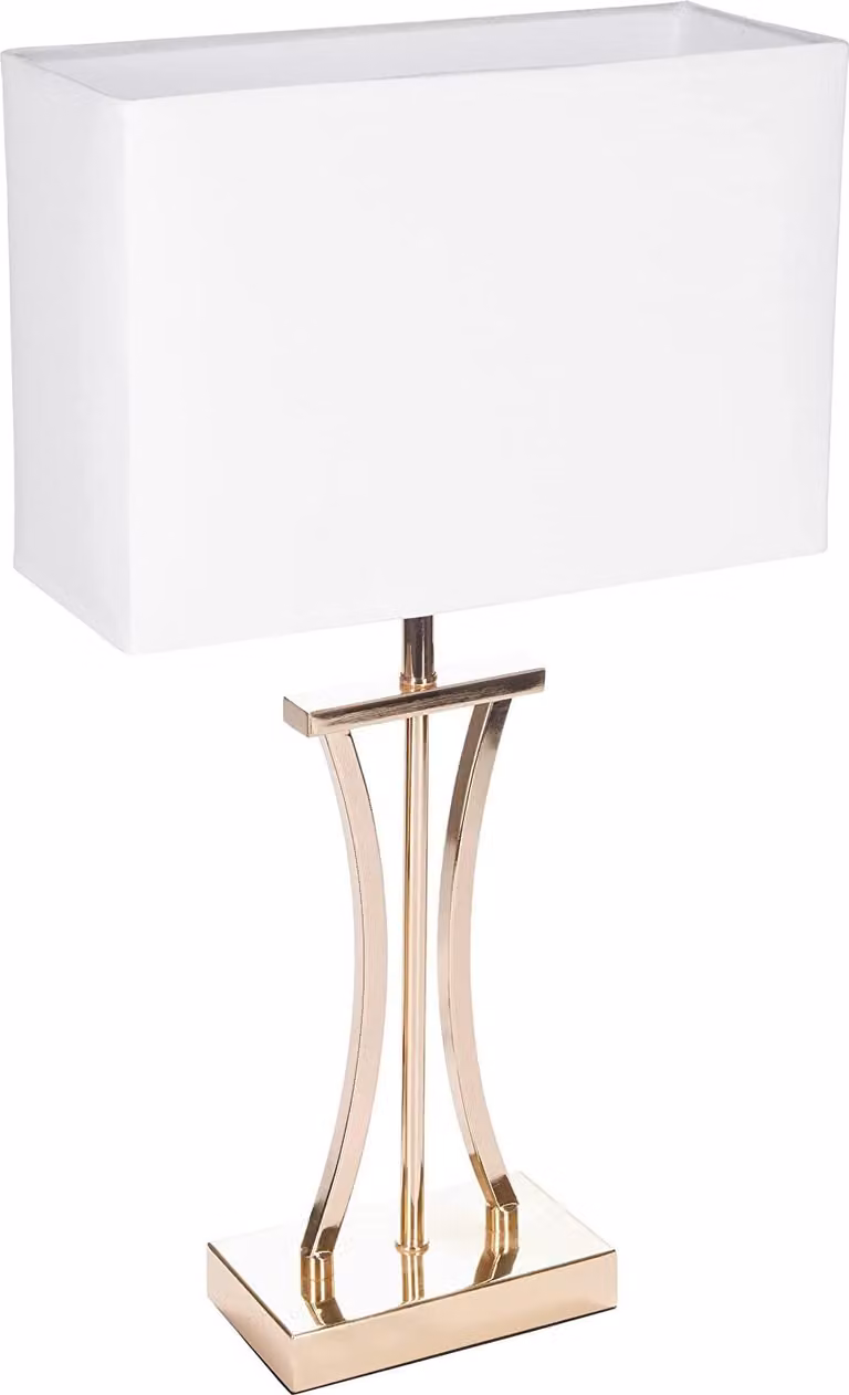 BRUBAKER Lampada da tavolo o da comodino Colonna d'oro - Lampada da tavolo vintage in metallo - altezza 50 cm, bianco oro