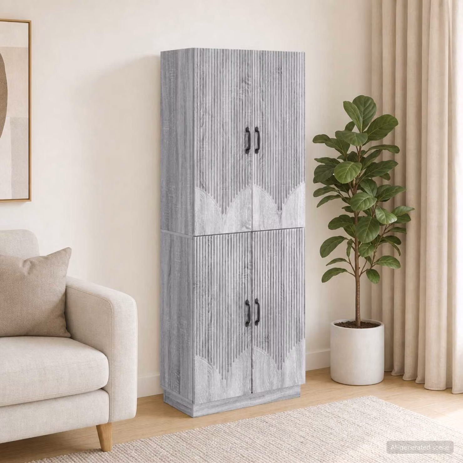 Set di 2 armadi moderni vidaXL in legno ingegnerizzato grigio con ante a battente e ripiani interni L/P/H: 87 x 34,5 x 66 cm