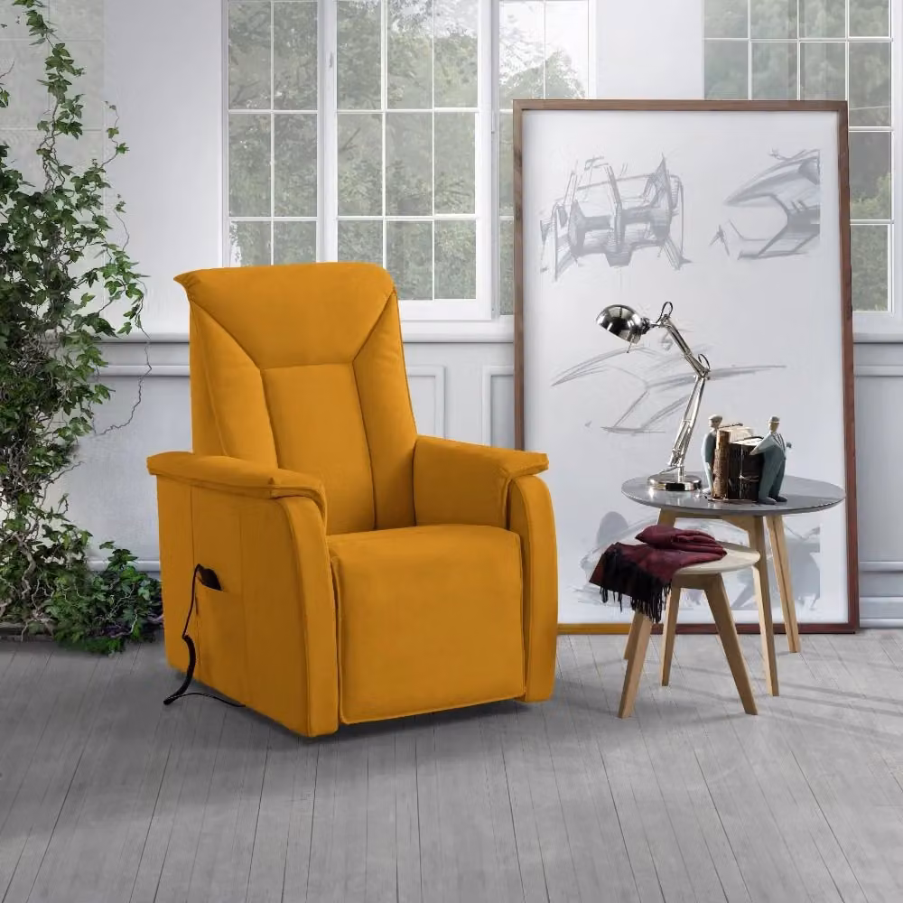 Poltrona Alzapersona Elettrica Baila GIORDANOSHOP in Microfibra Gialla con 2 Motori L: 82 cm, P: 108 cm, H: 84 cm – 2