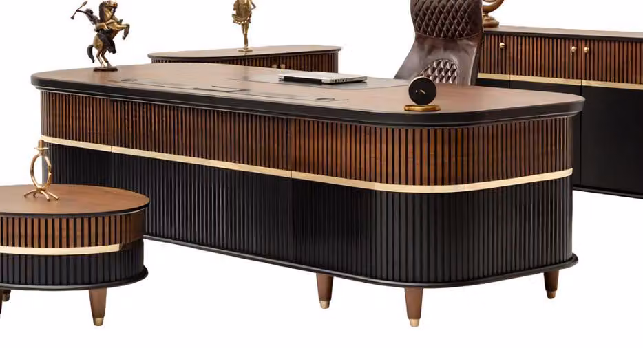 Braun Schreibtisch Designer Arbeitstisch Robust Arbeitszimmermöbel Büro Tisch