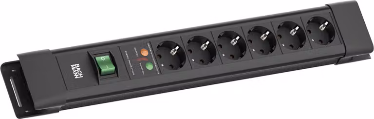BACHMANN CONNECTUS 6xCEE7/3, 1xSPD 1xinterruttore 2,0m CEE7/7 Nero