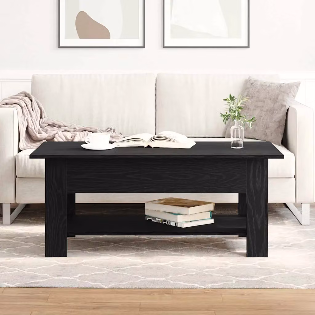 vidaXL Tavolino da salotto rettangolare in rovere e nero L 102 cm x P 55 cm x H 42 cm