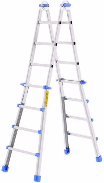 Colombo New Scal EIFFEL 4+5 Scala Pieghevole Telescopica in Alluminio, 9 Gradini, Altezza Max: 4,25 m, Colore Argento