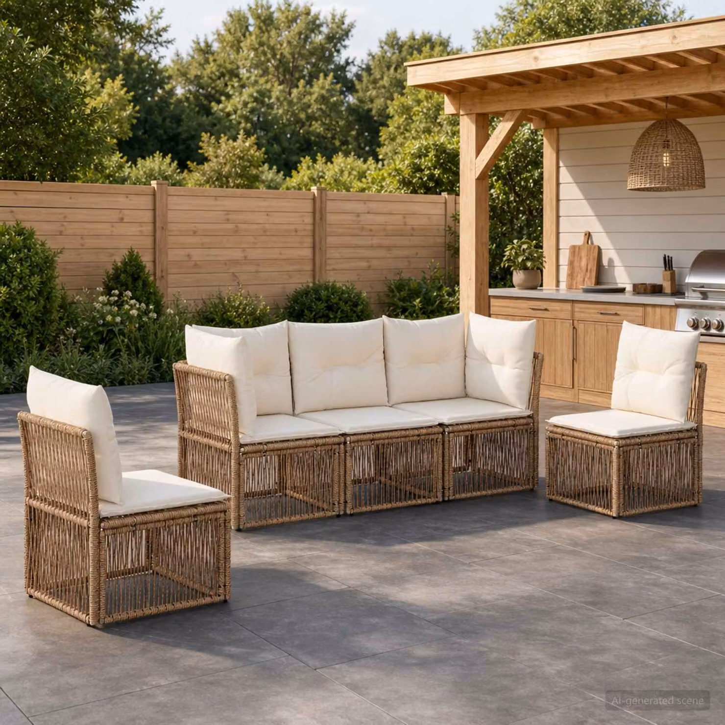 vidaXL Set Divano da Giardino 5 pz Beige polyrattan