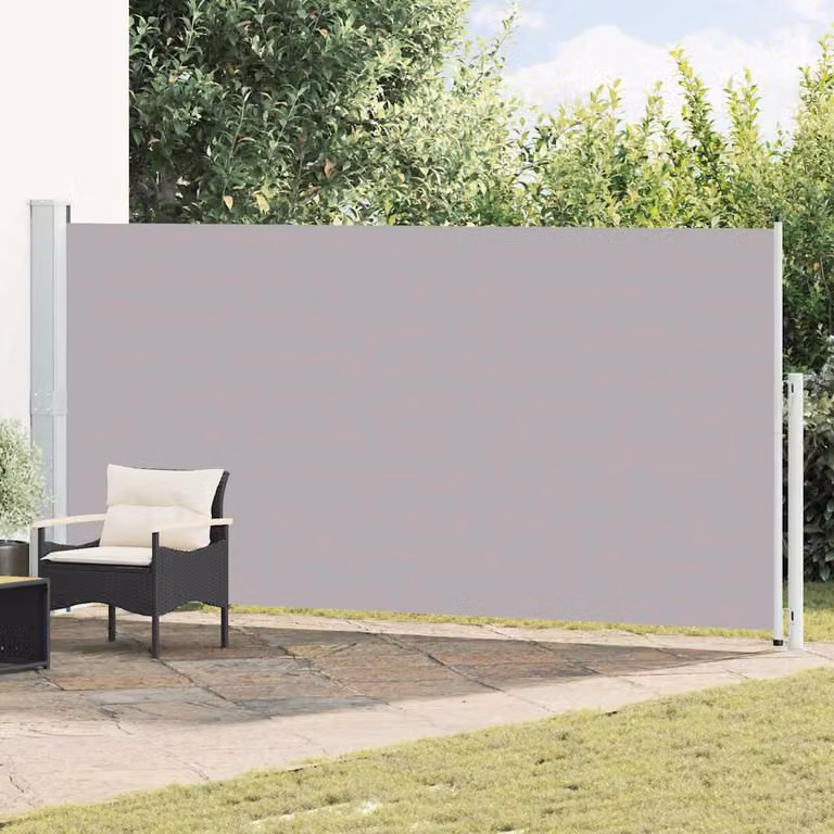 Tenda Laterale Retrattile vidaXL per Patio in Poliestere e Acciaio, Grigia, L: 514 cm, H: 180 cm