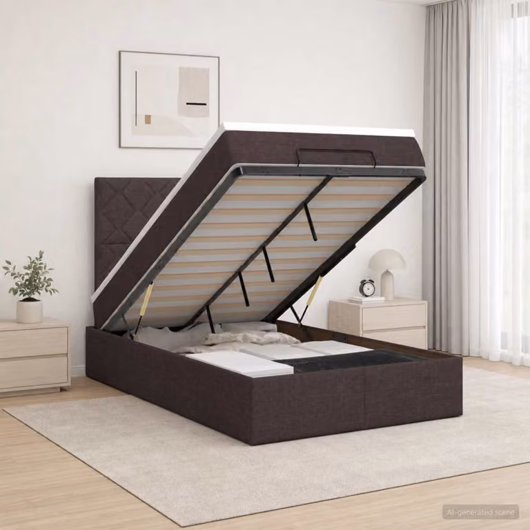 vidaXL Letto ottomano con materasso Marrone Scuro 120 x 200 cm Tessuto