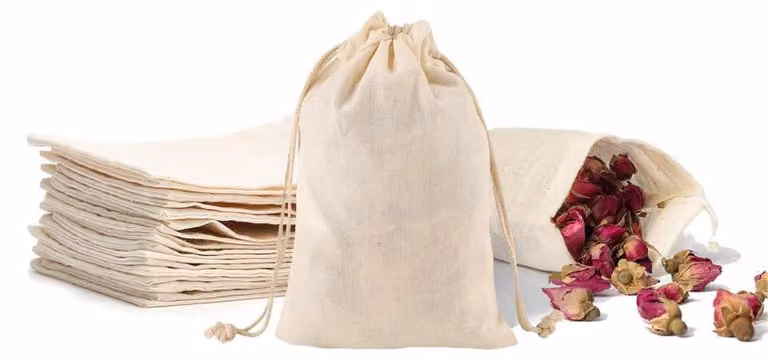 Sacchetti in tessuto con coulisse, confezione da 20 pezzi, dimensioni 10x15 cm, in cotone, ideali per essere personalizzati con disegni e riempiti