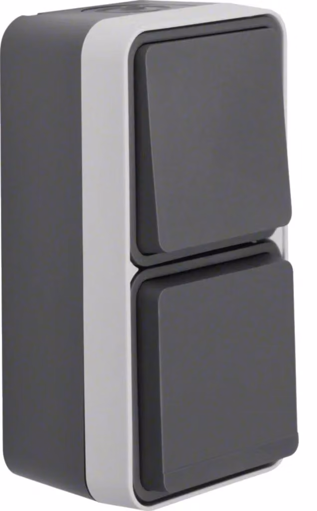 Hager Combinato Schuko/alternata WNC080 con coperchio ribaltabile AP verticale W.1 IP55