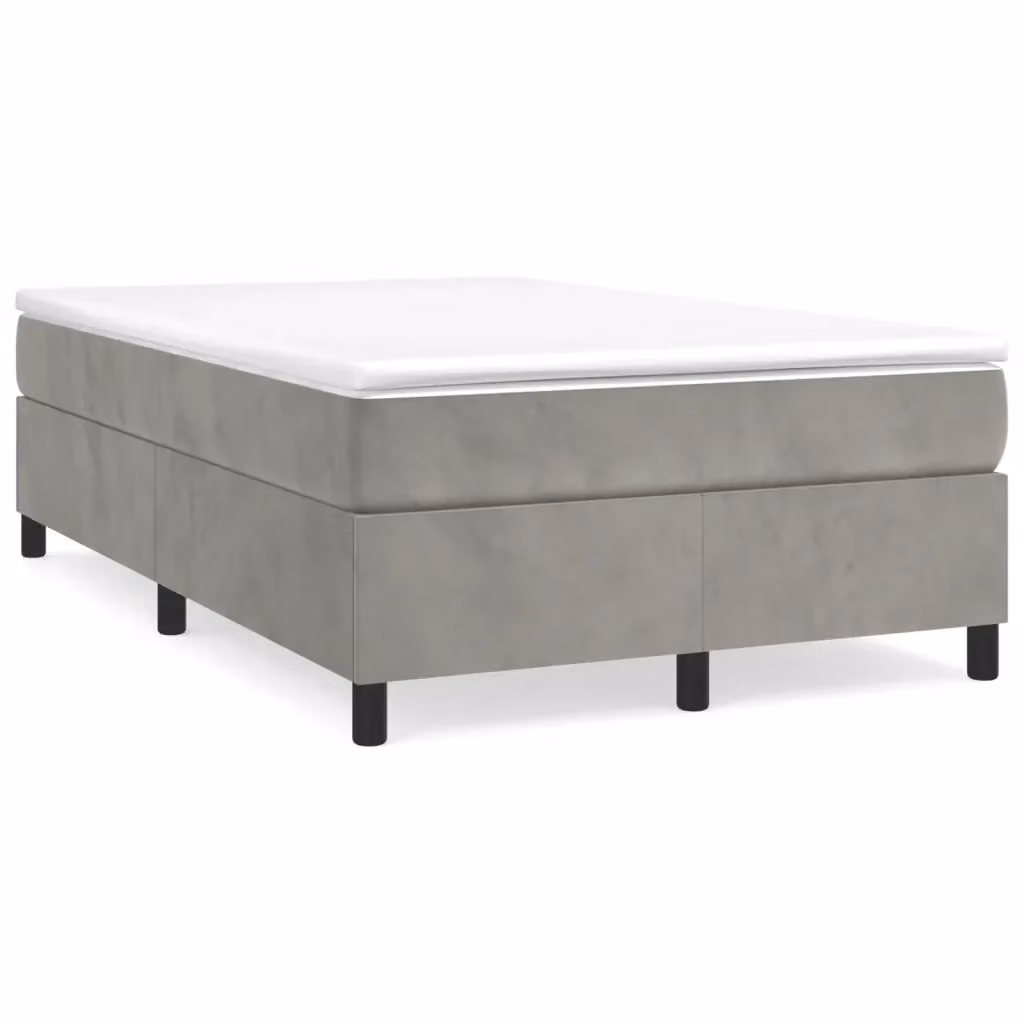 Struttura Letto a Rete con Giroletto in Velluto Grigio Chiaro L/P/H: 120 x 200 x 35 cm – 2