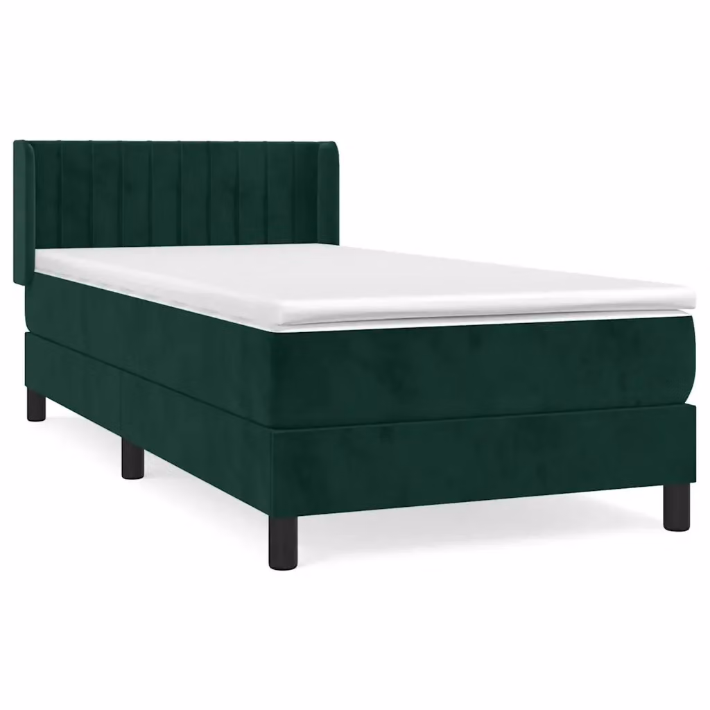 Letto con Giroletto a Molle e Materasso Ibrido vidaXL in Velluto Verde Scuro L/P/H: 203 x 80 x 83 cm – 2