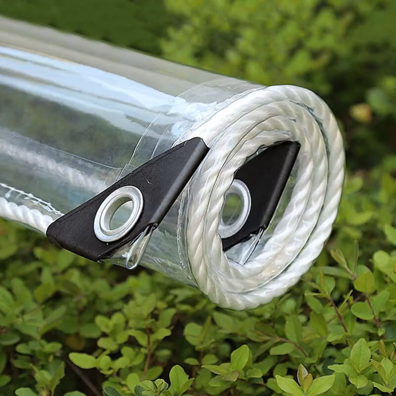 Telo in PVC trasparente impermeabile con occhielli, telo resistente agli agenti atmosferici, tende da sole robuste e pieghevoli, dimensioni 3 x 4 metri, ideale per proteggere dal sole e dalla pioggia, telo protettivo per mobili da giardino, piante, serre