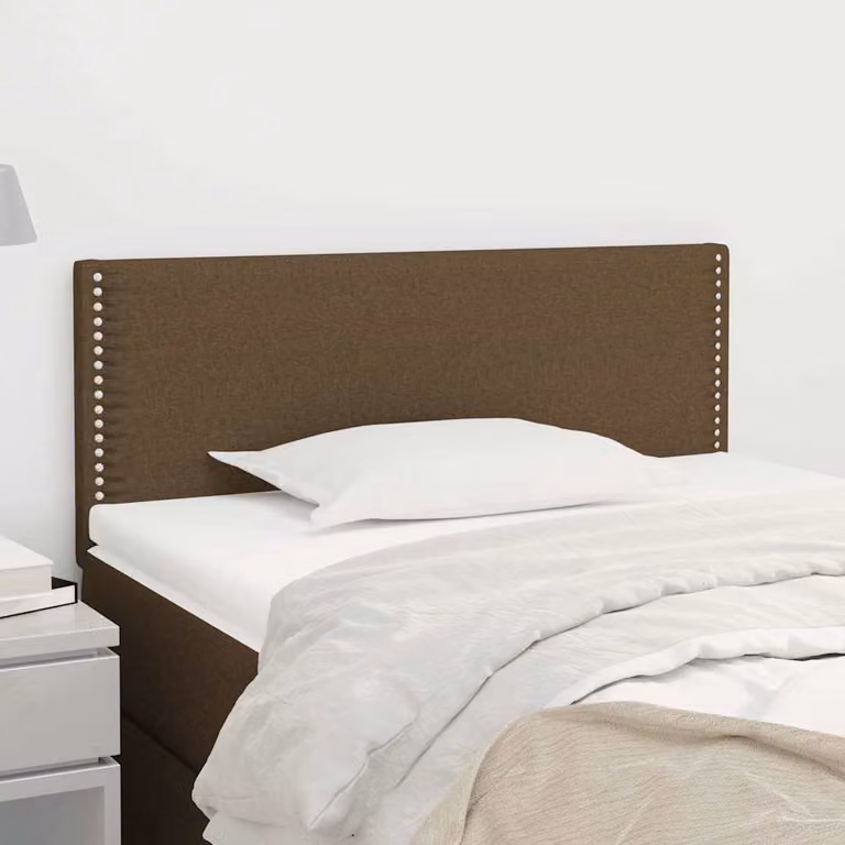 Testiera per letto vidaXL in tessuto marrone scuro con struttura in legno di larice L: 100 cm, P: 5 cm, H: 78-88 cm