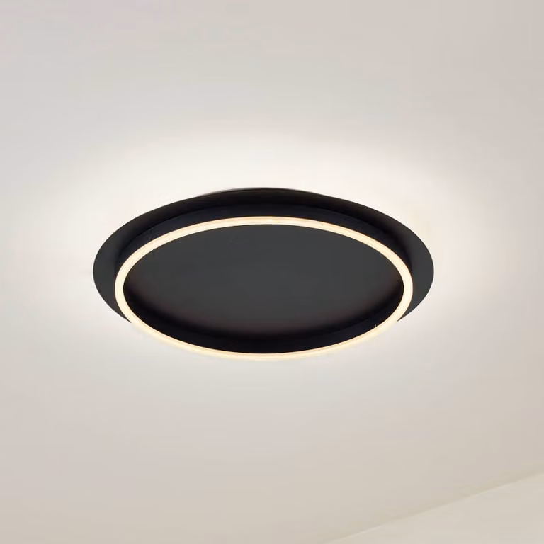 Plafoniera a LED Kunis Lindby, Nero, Soggiorno / Sala da pranzo, Plastica, Moderno, Plafoniera LED