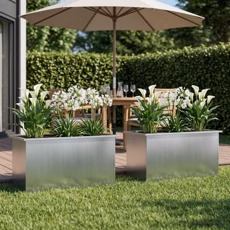 vidaXL Fioriera da giardino con LED 2 pz Argento 50 x 100 x 48 cm