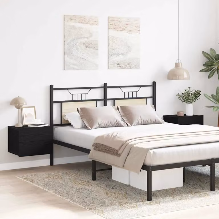 Set di 2 Armadi da Notte vidaXL in MDF Nero Opaco, L/P/H: 40 x 30 x 30 cm