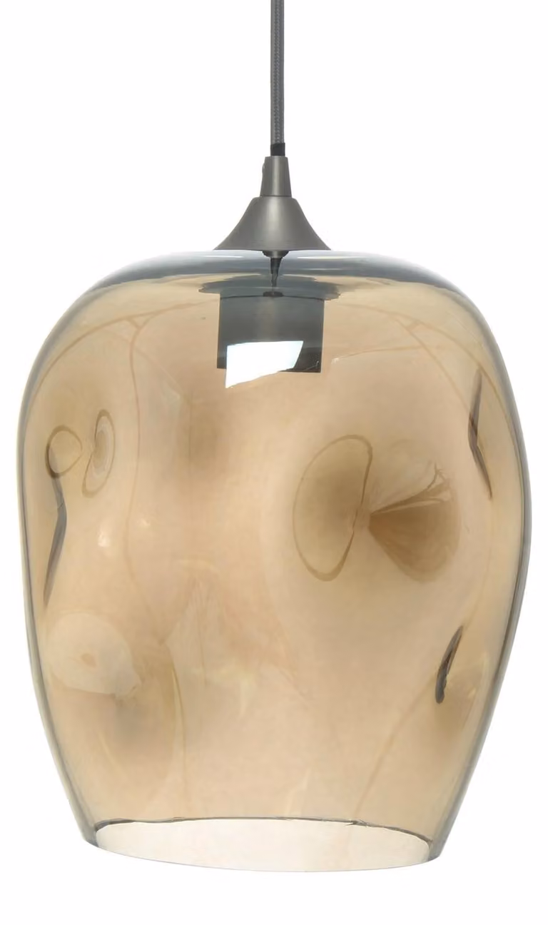 Lampada a sospensione Padiro, 22 x 22 x 34 cm - trasparente e grigio - vetro - vetro arrotondato con base aperta - attacco E27