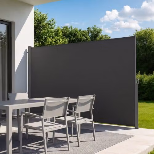 Tenda Laterale Retrattile VEVOR Grigia in Poliestere Impermeabile per Giardino e Terrazzo L/P/H: 300 x 180 cm