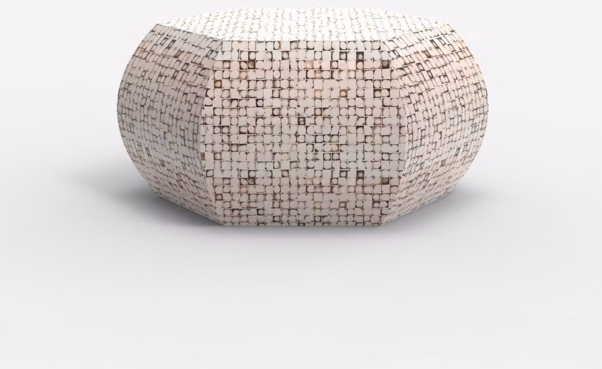 Tavolino con intarsio in legno soggiorno contemporaneo bianco Zena