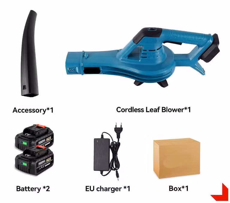 Soffiatore/aspirafoglie - Potente soffiatore/aspirafoglie elettrico - 4500W - 6 velocità - Con 2 batterie