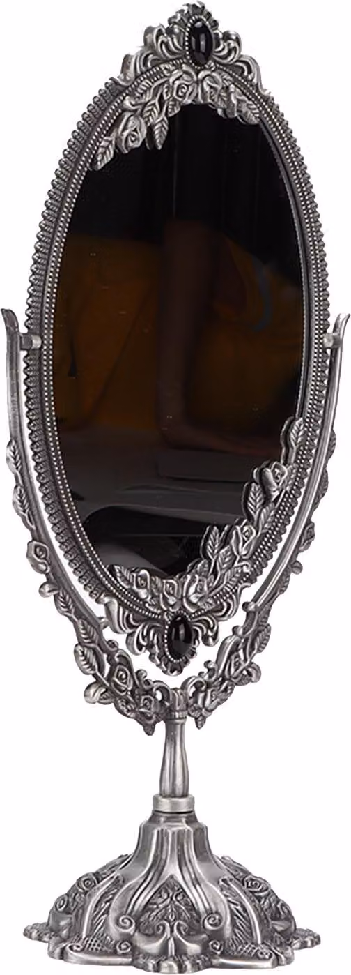 Specchio per il trucco, vintage, bifacciale, in lega di zinco, resistente, per tavolo, bagno (grande)