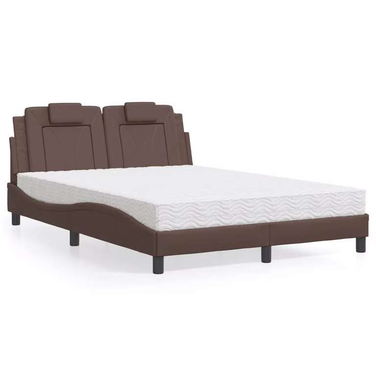 Letto Viana vidaXL con Materasso in Similpelle Marrone, L/P/H: 120 x 200 cm