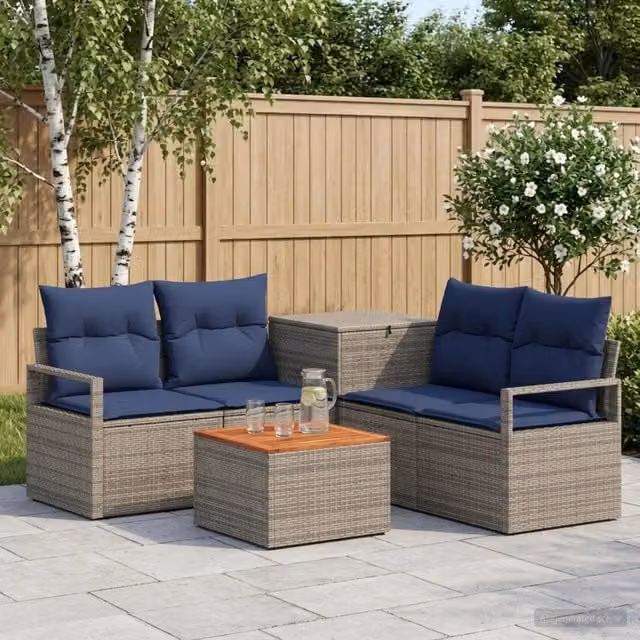 Set di divani 6 pz Grigio e Blu Navy 55 x 55 x 37 cm 3447247