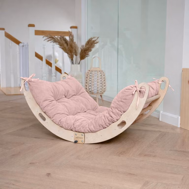 MAMOI® Arco da arrampicata con cuscini, cuscini per altalena arcobaleno, triangolo da arrampicata, arrampicata per bambini, arco in legno per bambini, parco giochi, struttura per arrampicata da interno