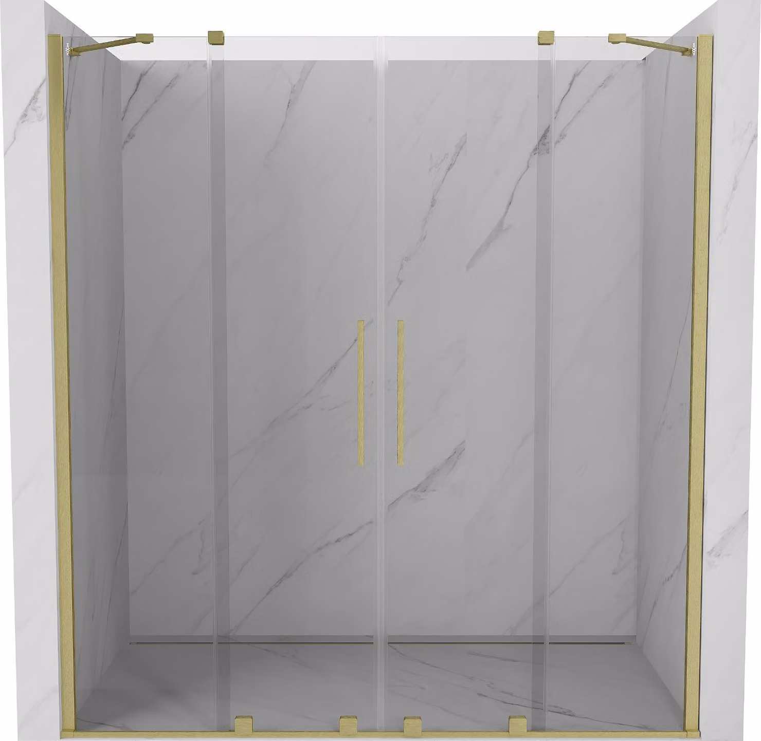Mexen Velar Duo porte doccia scorrevoli 200 cm, trasparenti, oro spazzolato - 871-200-000-02-55