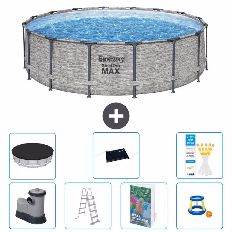Piscina gonfiabile Bestway Steel Pro MAX, rotonda, 488x122 cm, composta da 6 parti, modello S559