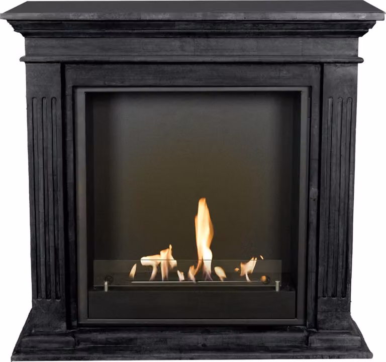 Caminetto a etanolo Xaralyn - Cadiz BIU-SBU - pietra naturale nera - riscaldamento a 3 kW - caminetto da incasso incluso - caminetto decorativo
