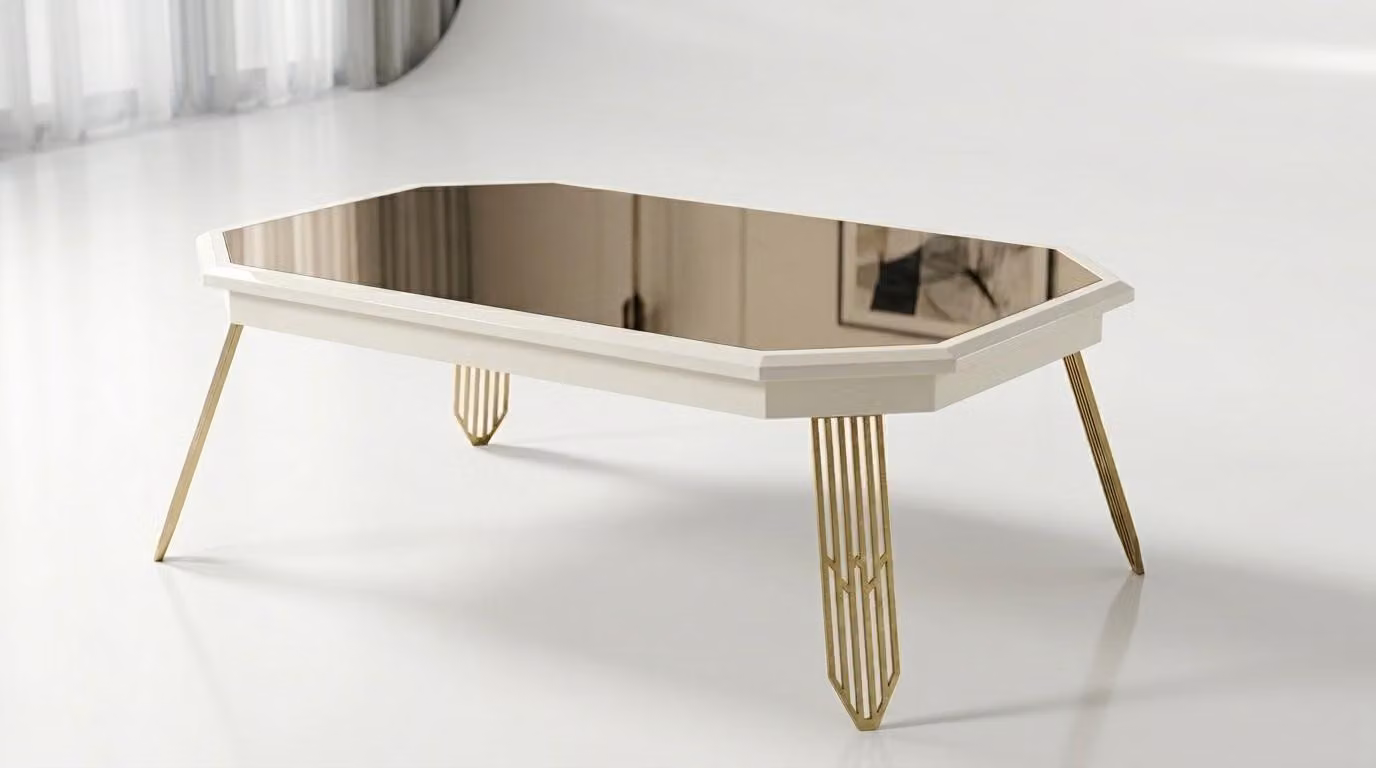 Tavolo, stile moderno, colore beige, pratico, ideale per il soggiorno, confortevole, nuovo