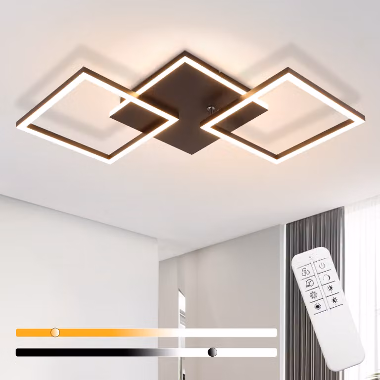 ZMH lampada da soffitto Plafoniera LED soggiorno 32W dimmerabile lampada da soggiorno design moderno lampada da cucina nera con telecomando lampada da camera da letto corridoio plafoniere in metallo per cucina sala da pranzo