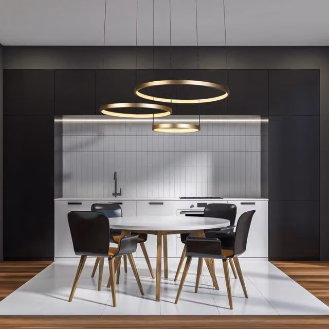 Lampadario Adornare Acciaio Nero Policarbonato Oro 3 Luci Led 107,5W 2700K