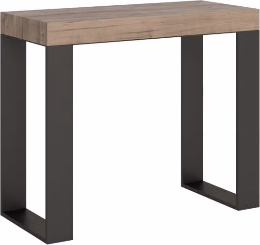 Consolle allungabile Tekno in finitura Quercia Natura con telaio Antracite L/P/H: 90 x 40/300 cm