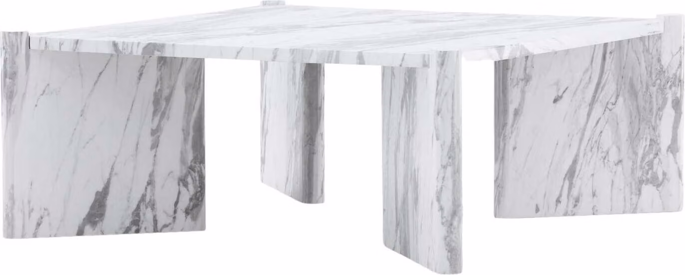 FURNLUX Tavolino Rogaland Marmo Bianco 100cm / Hauptfarbe: Weiß / Dimensioni: 100 x 100 x 40 cm