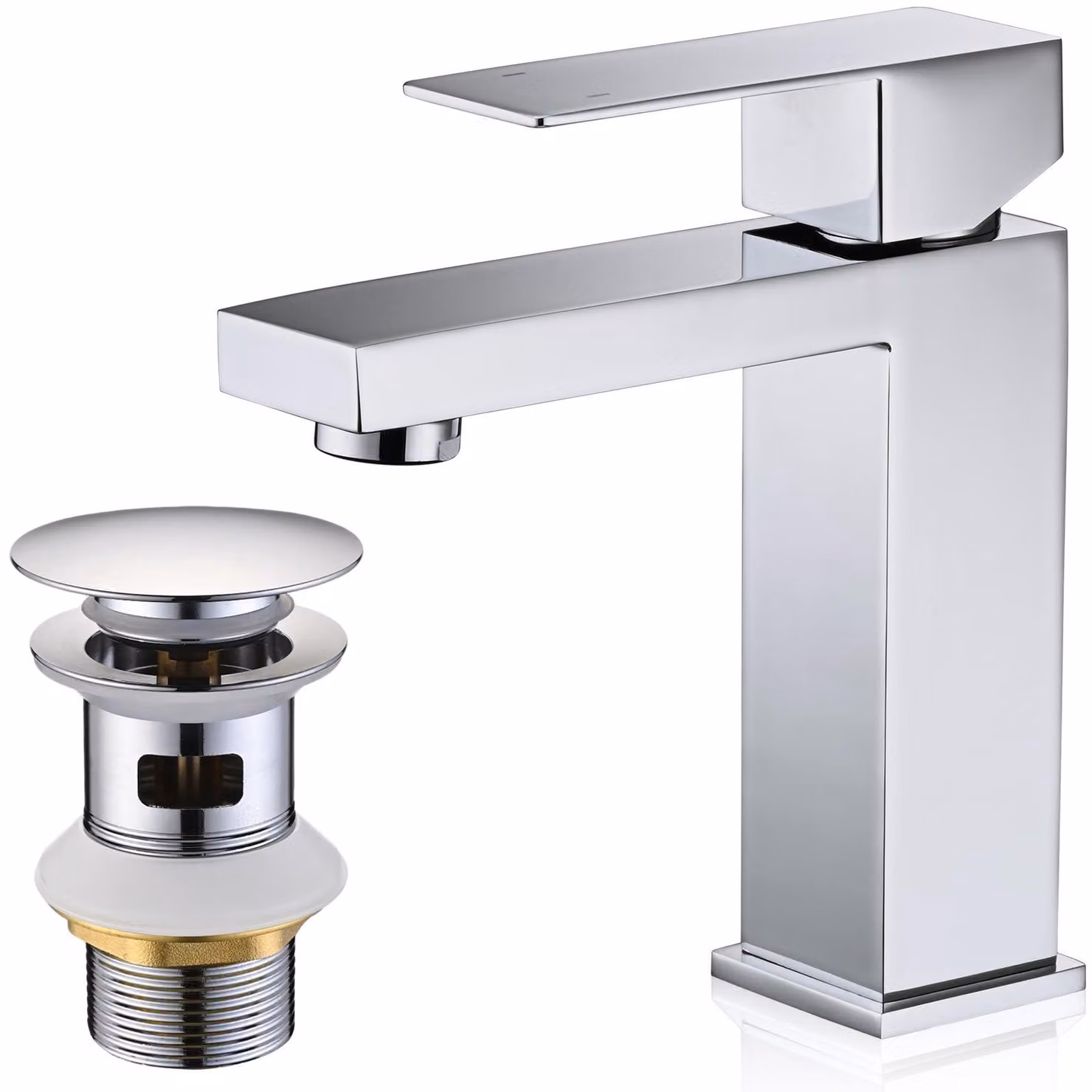 Miscelatore per lavabo con gruppo di scarico, cromo, altezza del beccuccio 110 mm
