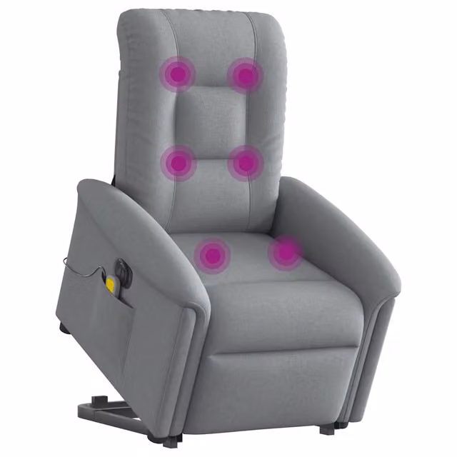 Poltrona Alzapersona Elettrica con Assistenza al Sollevamento vidaXL Grigio con Braccioli e Imbottitura in Tessuto – 1
