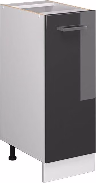 Armadio dispensa da cucina Vicco R-Line moderno con ante a battente, colore Antracite lucido e Bianco, L: 30 cm, H: 181,6 cm, P: 46 cm